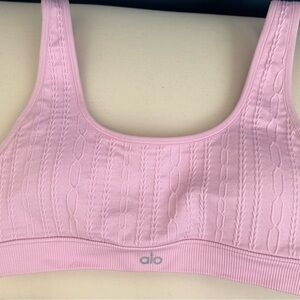 ALO Yoga Pink Ribbed Sports Bra for Intimates